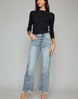 Kancan High Waist Raw Hem Cropped Wide Leg Jeans