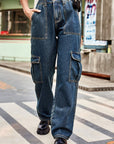 Long Straight Leg Jeans with Pockets - Online Only