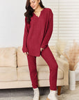 Basic Bae Full Size Notched Long Sleeve Top and Pants Set