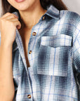 Double Take Plaid Dropped Shoulder Shirt