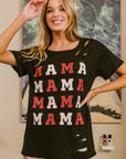 BiBi MAMA Graphic Distressed Short Sleeve T-Shirt