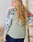 Hailey & Co Full Size Printed Round Neck Blouse