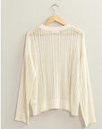 HYFVE Openwork Ribbed Trim Long Sleeve Knit Top