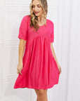 BOMBOM Another Day Swiss Dot Casual Dress in Fuchsia - Online Only