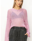 HYFVE Openwork Ribbed Long Sleeve Knit Top