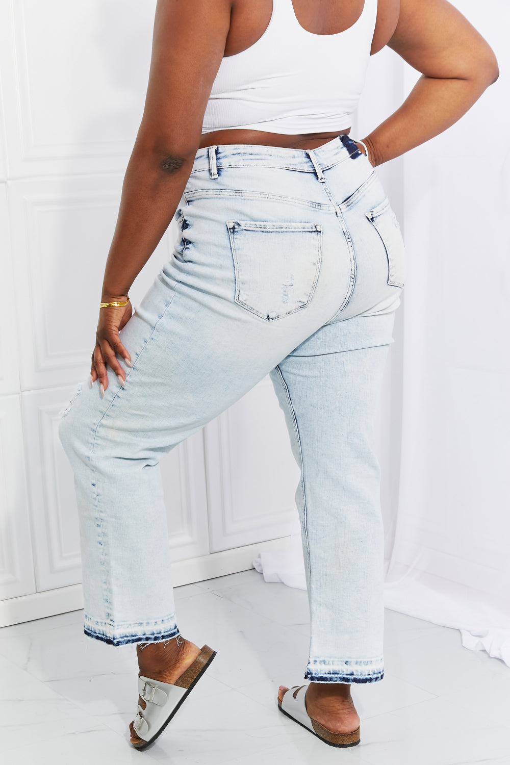 RISEN Camille Acid Wash Crop Straight Jeans - Online Only