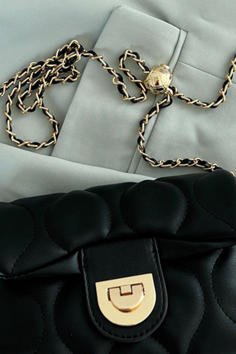 PU Leather Adjustable Chain Crossbody Bag - Online Only