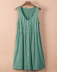 Sleeveless Button Down Mini Dress - Online Only