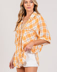 SAGE + FIG Plaid Button Up Side Slit Shirt