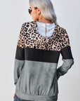 Leopard Color Block Hoodie - Online Only *