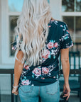 Floral Round Neck Short Sleeve Tee - Online Only
