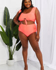 Marina West Swim Sanibel Crop Swim Top and Ruched Bottoms Set in Coral - Online Only