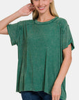 Zenana Washed Ribbed Short Sleeve Top