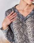 Hailey & Co Full Size Snakeskin V-Neck Long Sleeve Top