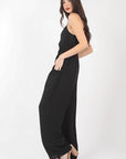 VERY J Pintuck Detail Woven Sleeveless Jumpsuit