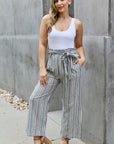 Heimish Find Your Path Paperbag Waist Striped Culotte Pants - Online Only