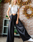 First Love Drawstring Back Spaghetti Strap Wide Leg Overall