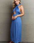 Ninexis Know Your Worth Criss Cross Halter Neck Maxi Dress