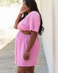 HEYSON Summer Field Cutout T-Shirt Dress in Carnation Pink - Online Only