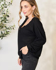 Zenana Buttoned Long Sleeve Blouse