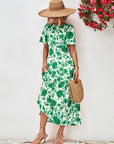 Floral Round Neck Tied Open Back Dress - Online Only