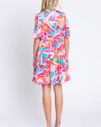 GeeGee Printed Short Sleeve Ruffle Hem Dress