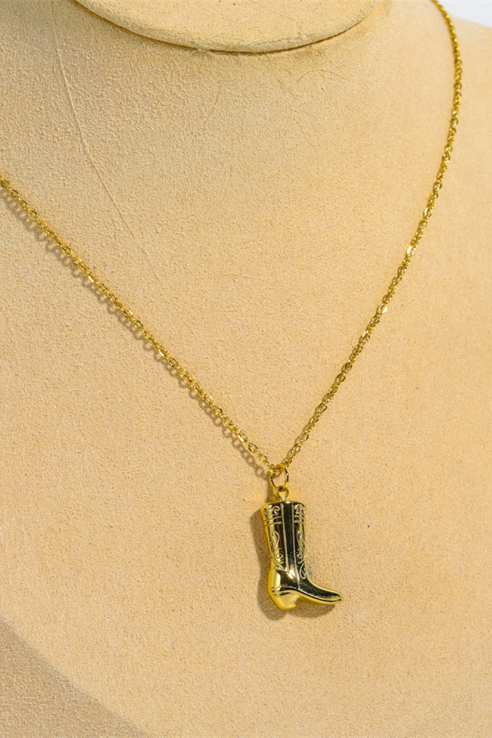 Cowboy Boot Pendant Stainless Steel Necklace - Online Only