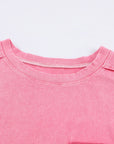 Round Neck Dropped Shoulder Top with Pocket - Online Only