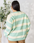 Sew In Love Full Size Contrast Striped Round Neck Sweater