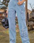 Loose Fit Long Jeans with Pockets - Online Only