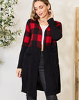 Heimish Full Size Plaid Open Front Cardigan