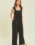 HEYSON Full Size Ruffled Strap Back Tie Wide Leg Jumpsuit