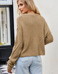 Cable-Knit Round Neck Dropped Shoulder Sweater - Online Only