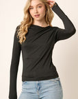 Mittoshop Ruched Long Sleeve Slim Top