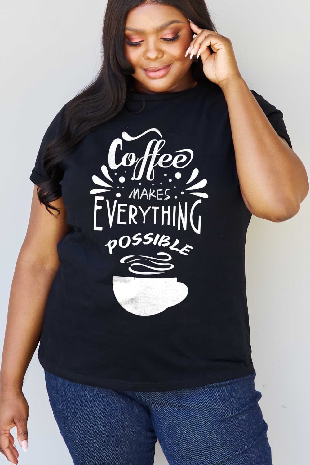 Simply Love COFFEE MAKES EVERYTHING POSSIBLE Graphic Cotton Tee - Online Only