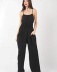 VERY J Pintuck Detail Woven Sleeveless Jumpsuit