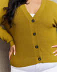 Zenana Kiss Me Tonight Full Size Button Down Cardigan in Chartreuse - Online Only