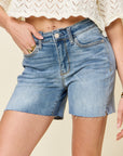 Judy Blue Full Size High Waist Raw Hem Denim Shorts