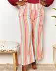 Double Take Striped Smocked Waist Pants with Pockets