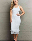 HIDDEN No Doubts Sleeveless Bodycon Ruffle Midi Dress