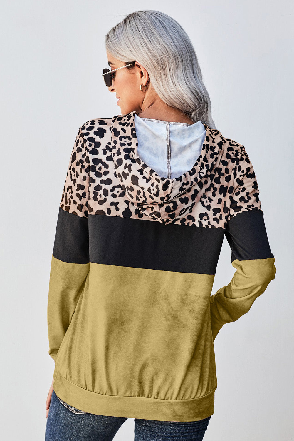 Leopard Color Block Hoodie - Online Only *