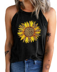 Sunflower Graphic Round Neck Tank - Online Only