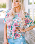 Floral Round Neck Babydoll Top - Online Only