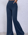 Basic Bae Full Size Ribbed High Waist Flare Pants