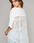 POL Round Neck Short Sleeve Lace Top