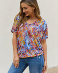 Be Stage Full Size Printed Dolman Flowy Top - Online Only