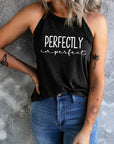 Letter Graphic Grecian Neck Tank - Online Only
