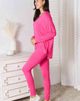 Basic Bae Full Size V-Neck Soft Rayon Long Sleeve Top and Pants Lounge Set