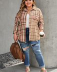 Plus Size Plaid Button Up Collared Neck Shirt