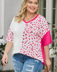 Plus Size Leopard V-Neck T-Shirt - Online Only